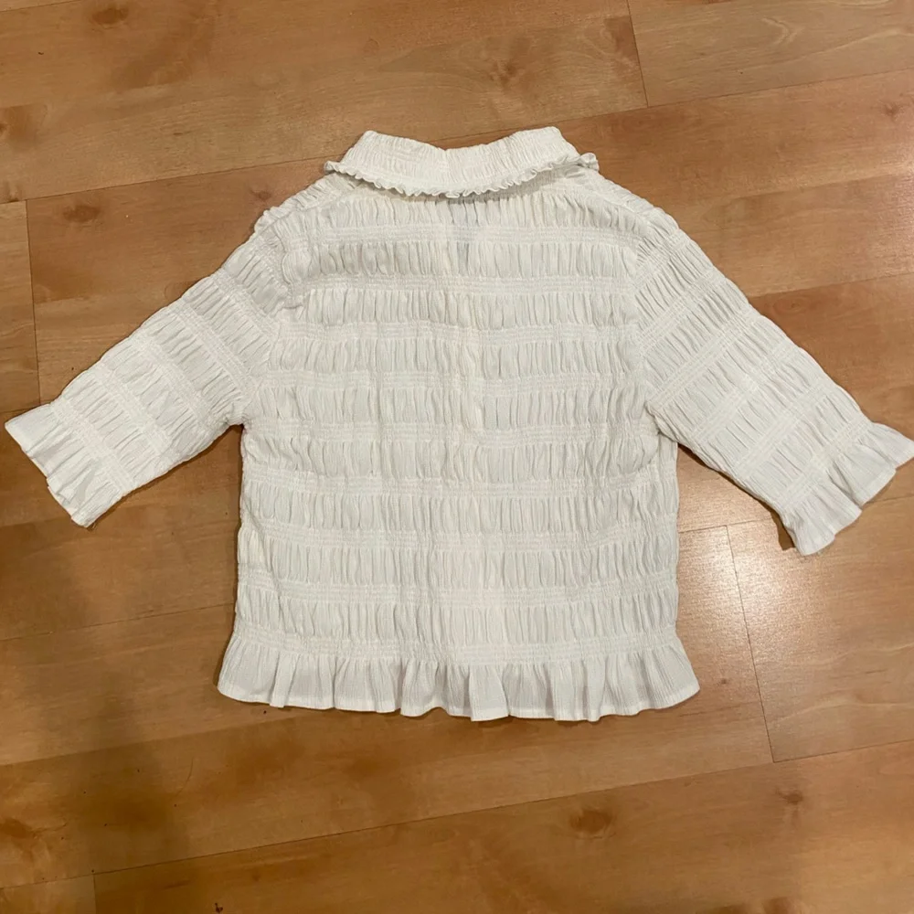 Ivory Smocked Button Front Top - Picture 2 of 4